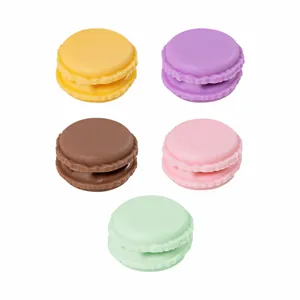 Set di 5 organizer per cavi in silicone a forma di macaron per scrivania colorati