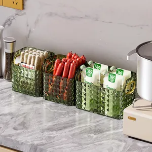 Green diamond pattern storage boxes for kitchen food organization