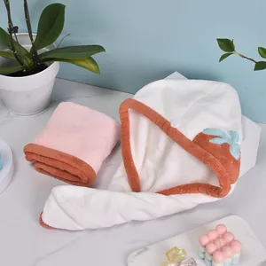 Ensemble bonnet de séchage et serviette en microfibre fraise pour séchage rapide