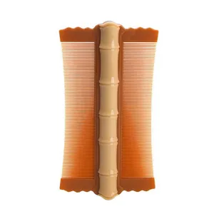 Fine-toothed double-sided pet flea comb with bamboo joint handle for cat and dog grooming