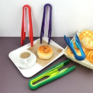 Set di 3 pinze da cucina colorate in plastica PP a incastro per servire pane e insalata