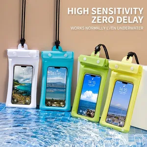 Pochette de Téléphone Étanche Flottante Universelle Avec Airbag Gonflable Triple Joint Étui en PVC pour Natation Plongée
