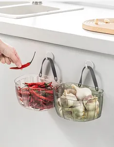 Cesto portaoggetti da cucina a parete per aglio e peperoncino con trama a righe