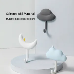 Ganci adesivi minimalisti a forma di nuvola e luna per bagno e cucina, senza fori.