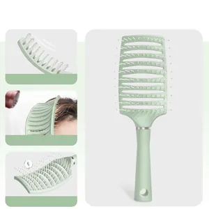 Spazzola per capelli curva verde chiaro professionale per il massaggio e styling