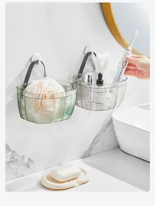 Cestino portaoggetti trasparente da parete per il bagno per riporre i cosmetici.
