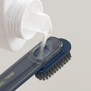 Multifunctional refillable laundry brush with soft bristles for shoe and clothes cleaning