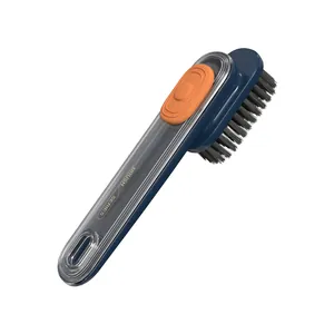 Multifunctional hydraulic soft bristle shoe brush with liquid dispenser for efficient cleaning
