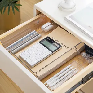Japanese style transparent plastic drawer dividers for stationery and desk organization