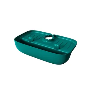 Dark green silicone faucet sink splash guard and drain tray with cactus detail