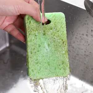 Éponge en pulpe de bois verte pour un nettoyage efficace de la cuisine et de la vaisselle