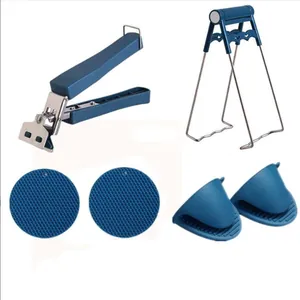 6pcs anti-scalding kitchen set with stainless steel bowl clips and silicone heat pads