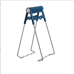 Stainless steel anti-scald plate lifter with blue non-slip handle for kitchen use