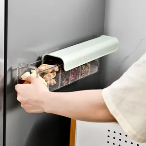 Juego de cajas de condimentos de pared sin perforaciones para organizar especias en cocina