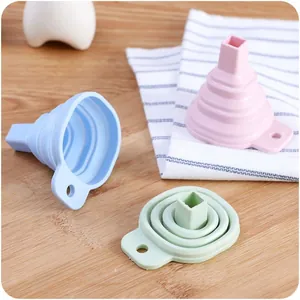 Food Grade Silicone Folding Telescopic Funnel Modern Minimalist Kitchen Liquid Oil Sub-packaging Long Neck Funnel With Hanging Hole