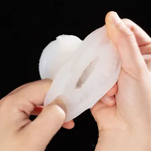 Durable and flexible white silicone bear ice cube mold for creative coffee and drinks