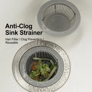 Filtro de Fregadero de Cocina de Plástico PP Con Mango de Acero Inoxidable Anti-Obstrucción Filtro de Drenaje de Baño