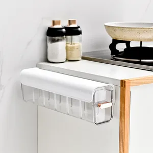 Caja de especias de pared sin perforaciones con compartimentos para cocina organizada