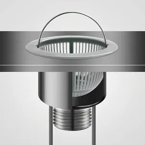 Filtro atrapapelos empotrado para fregadero con asa para desagües de baño y cocina
