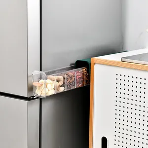 Caja de especias transparente de pared con múltiples compartimentos para cocina