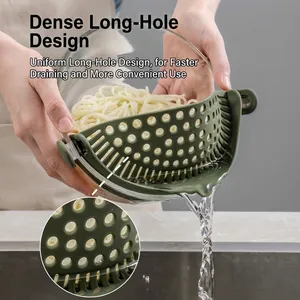 Silicone Pot Side Strainer Clip-on Kitchen Draining Tool For Vegetables Noodles Heat Resistant Flexible Filter Board For Cooking