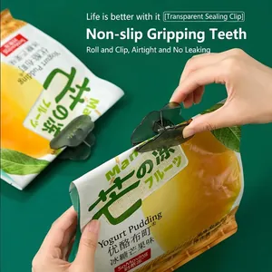 Transparent magnetic food sealing clip with non-slip teeth for kitchen snacks and milk bags