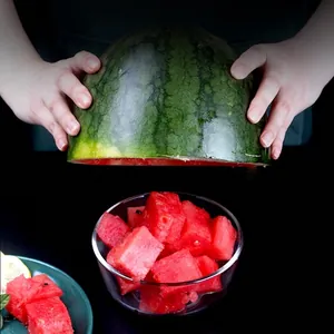 304 stainless steel watermelon fork cutter tool for perfect fruit cubes in a bowl