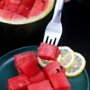 Premium 304 stainless steel multi-use fruit fork for cutting and eating watermelon cubes