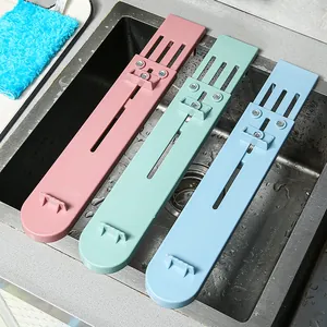 Adjustable sink bridge whetstone holder set in vibrant pink, green, and blue colors