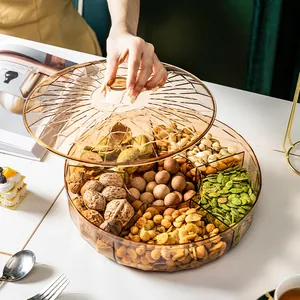 Piatto di Frutta Diviso Stile Europeo Con Coperchio Vassoio Porta Frutta in Plastica PET Per Soggiorno Tavolino Matrimonio Regalo di Capodanno