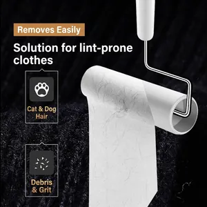 Handheld sticky lint roller designed for removing pet hair and debris from clothes