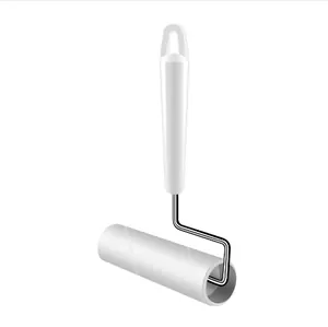 White handheld lint roller for pet hair and clothes cleaning with ergonomic handle