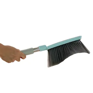 Long-handle soft bristle cleaning brush for bed and sofa dusting in blue and grey