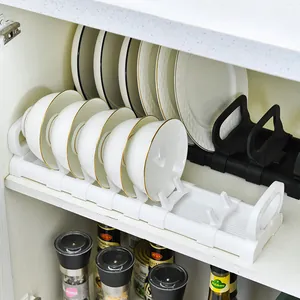 Organizer compatto in plastica per stoviglie e armadietti per ciotole e piatti da cucina