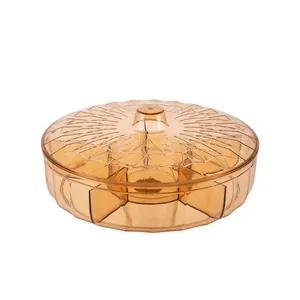 Elegante vassoio per snack diviso color ambra in stile europeo con coperchio per noci