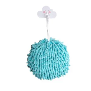 Morbida palla asciugamani appesa in ciniglia blu, microfibra ad alta assorbenza