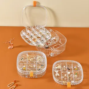 Transparent Acrylic Jewelry Box Multi-layer Desktop Storage Organizer Case For Earrings Rings Necklaces Jewelry Storage With Handle