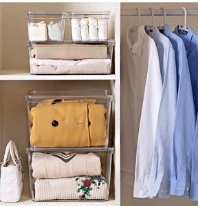 High-quality transparent stackable storage boxes for efficient closet organization