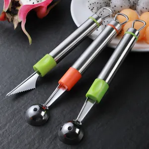 Stainless Steel Fruit Ball Digger Watermelon Scoop Creative Fruit Carving Knife Kitchen Garnish Tool For Melon Platter