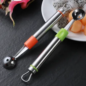 Professional stainless steel fruit baller scoop with non-slip handle for melon balls