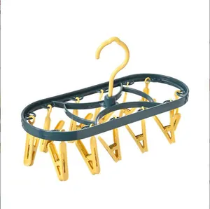 Multifunctional plastic drying rack with 12 clips for socks and underwear