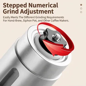 Portable manual coffee grinder with adjustable grind settings for various brewing methods