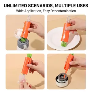 3-in-1 carrot shaped bottle and gap cleaning brush for versatile kitchen use