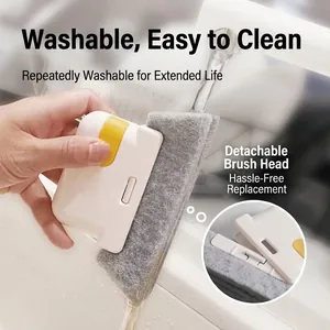 Cepillo de limpieza para rieles de ventanas con estropajo desmontable para grietas