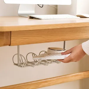 Under Desk Cable Management Tray ABS Plastic Wire Organizer Mesh Basket for Power Strip and Cords Home Office Storage Rack