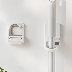 Porta mocio da parete bianco minimalista organizzatore per scopa con adesivo senza fori