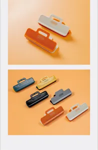 Detailed view of plastic food bag sealing clips in various colors for kitchen use