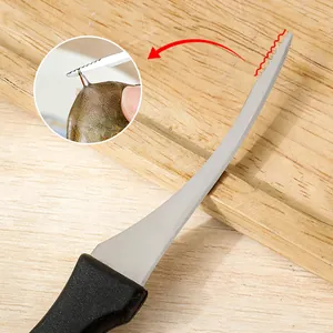 Coltello professionale per pulire gamberi in acciaio inox con pratica punta seghettata