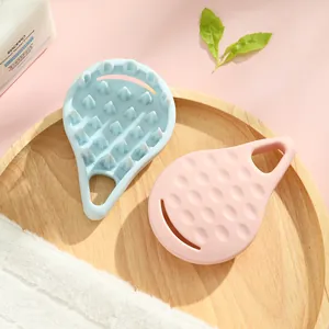 Brosse à Shampooing en Silicone Portative Peigne de Massage du Cuir Chevelu en TPR pour Nettoyage en Profondeur Tête