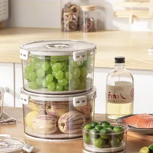 Stackable transparent airtight refrigerator storage containers for fresh fruit and vegetable